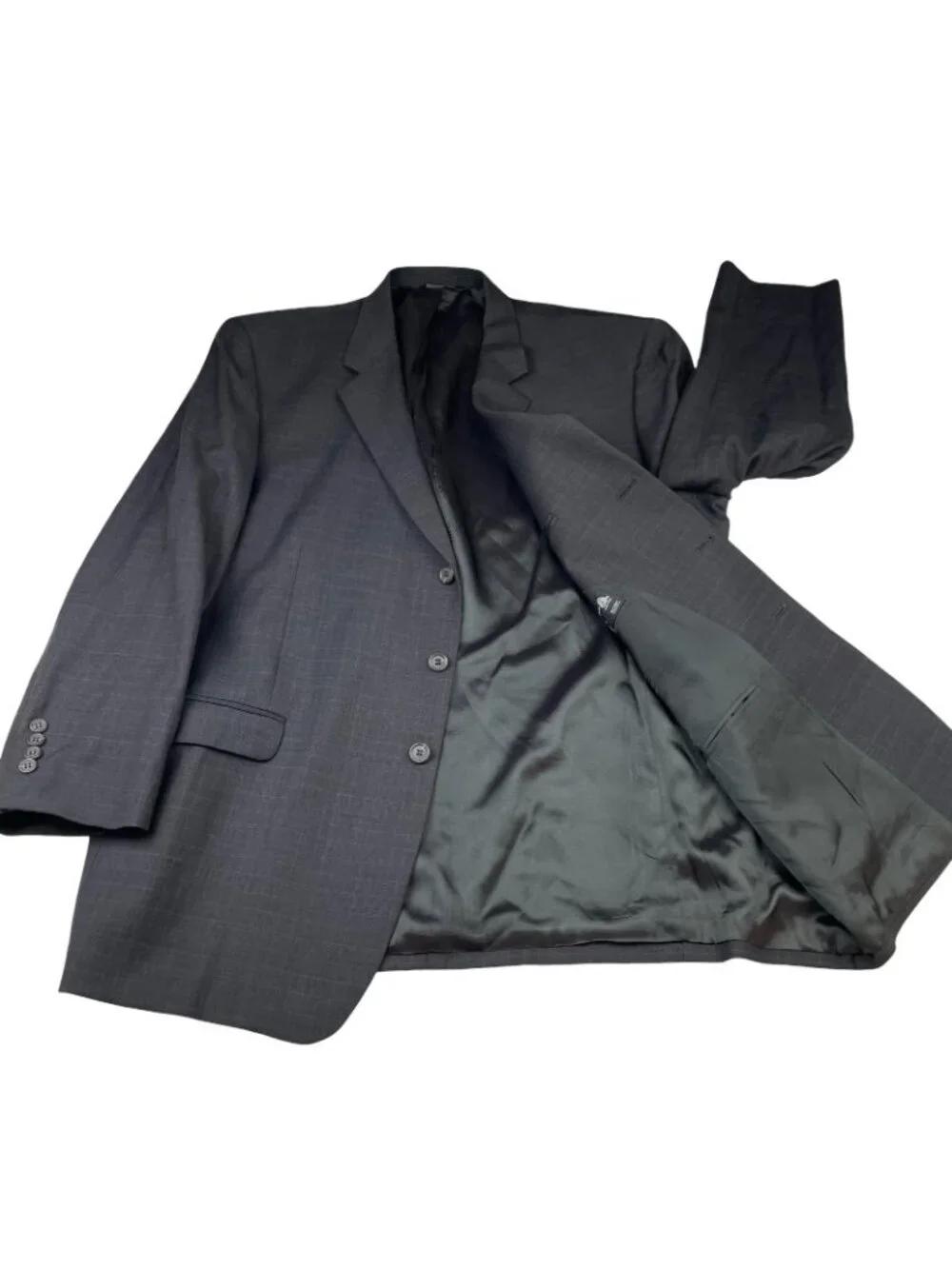 Stafford Men's 100% Wool 3-Button Suit Gray Plaid • 46R | 38x30